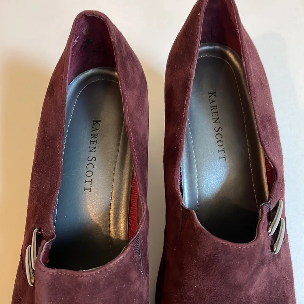 Karen Scott “wine” suede heel shoe 8M with box - Picture 5 of 8